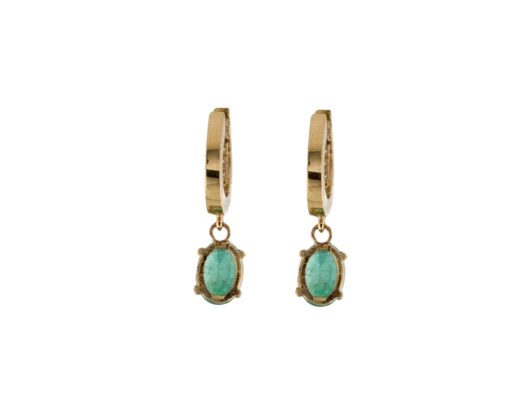 Verde Drop Diamond Huggie Earrings