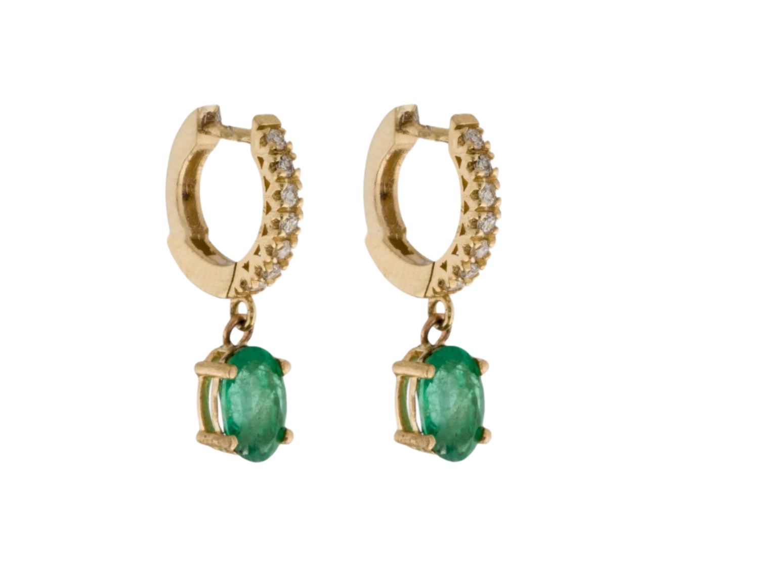 Verde Drop Diamond Huggie Earrings